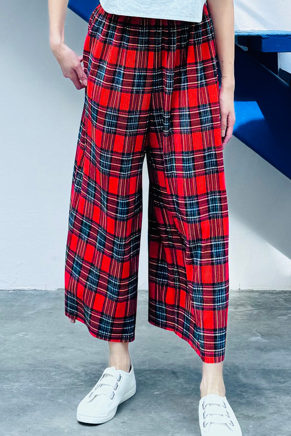 LUNAR 2024 LP01 || RED CHECKS PLEATED TROUSERS