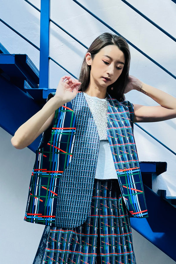 LUNAR 2024 VT01A || BLUE CHECKS OVERSIZED VEST