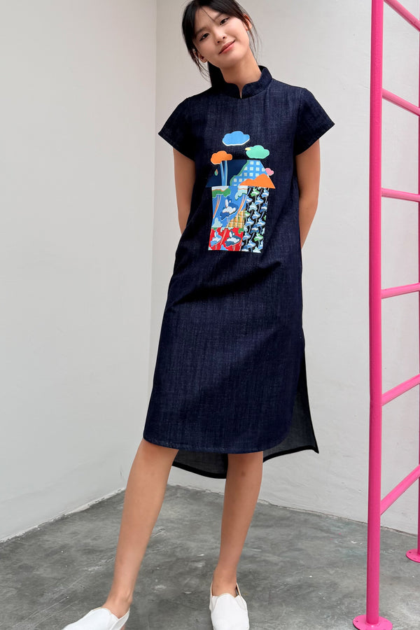 LUNAR 2026 DD03A || INDIGO DREAM MIDI DRESS