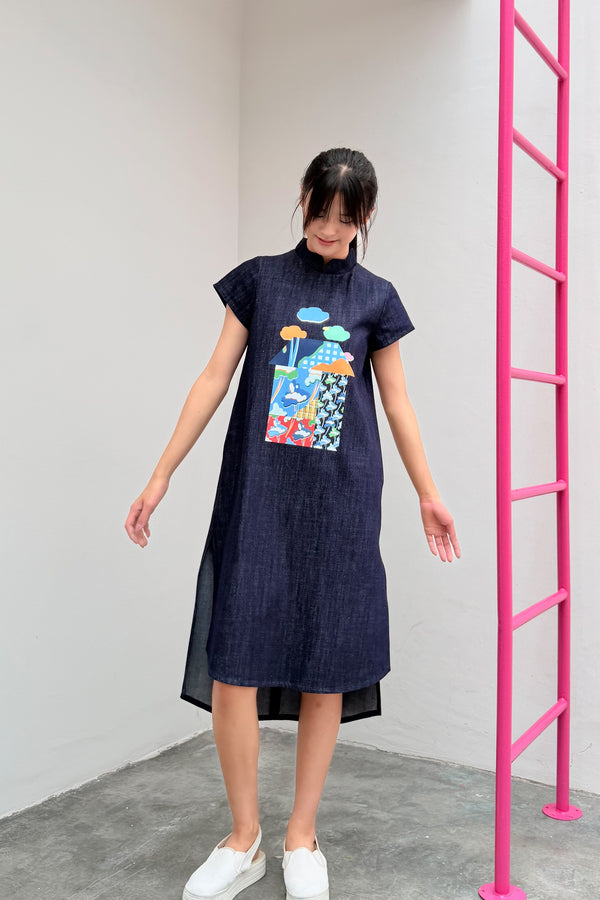 LUNAR 2026 DD03A || INDIGO DREAM MIDI DRESS