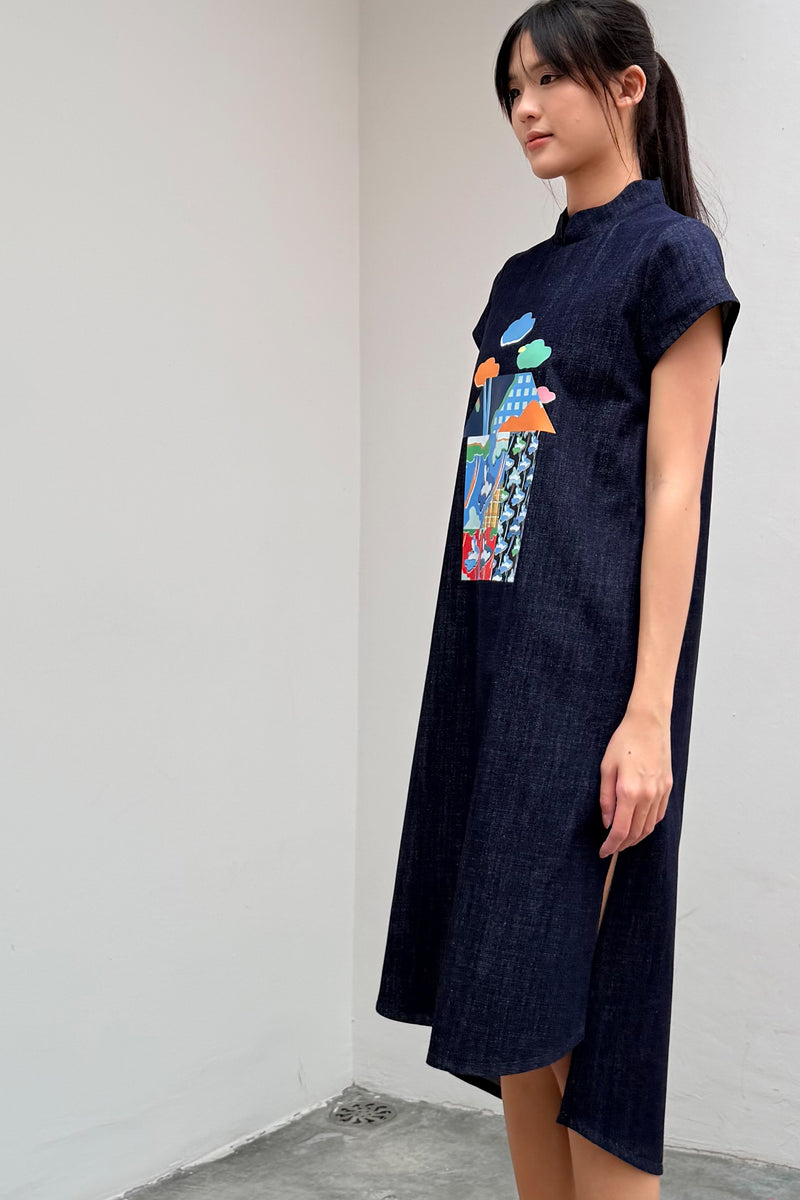 LUNAR 2026 DD03A || INDIGO DREAM MIDI DRESS