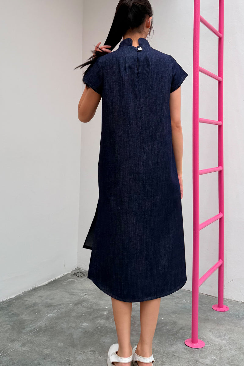 LUNAR 2026 DD03A || INDIGO DREAM MIDI DRESS