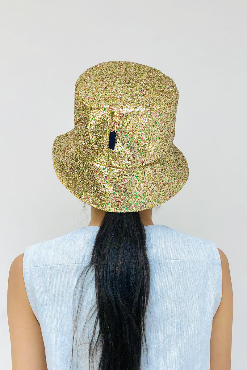 S18 ZHT06 || GLITTER BUCKET HAT || GOLD