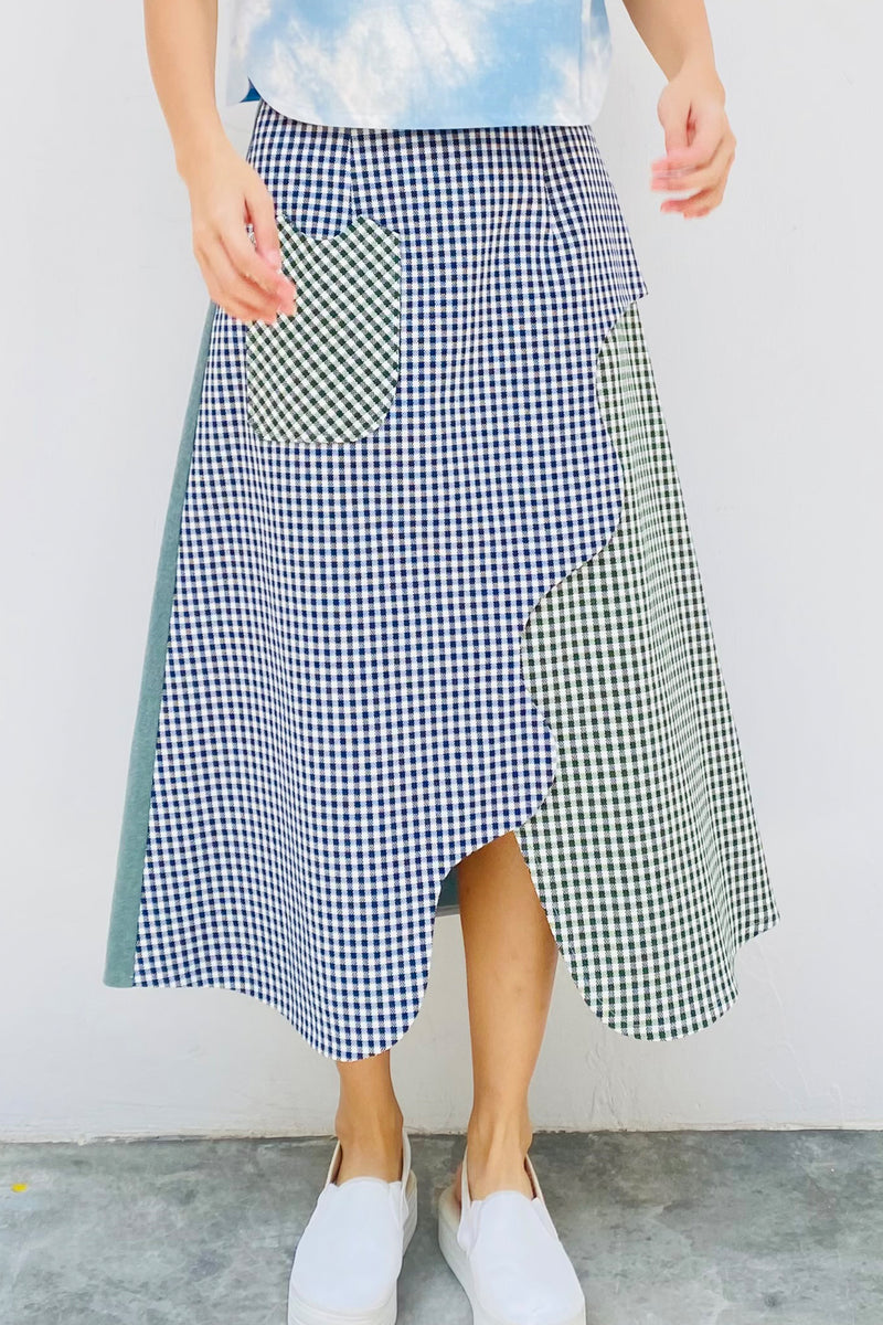 S18 SK04A || CHECKS RIPPLE SKIRT