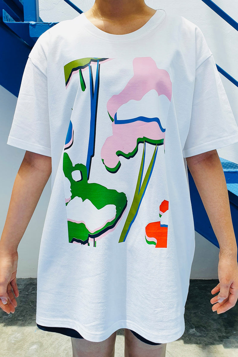 CG UNISEX TEE 03 || FUWA FUWA IN WHITE - PINK