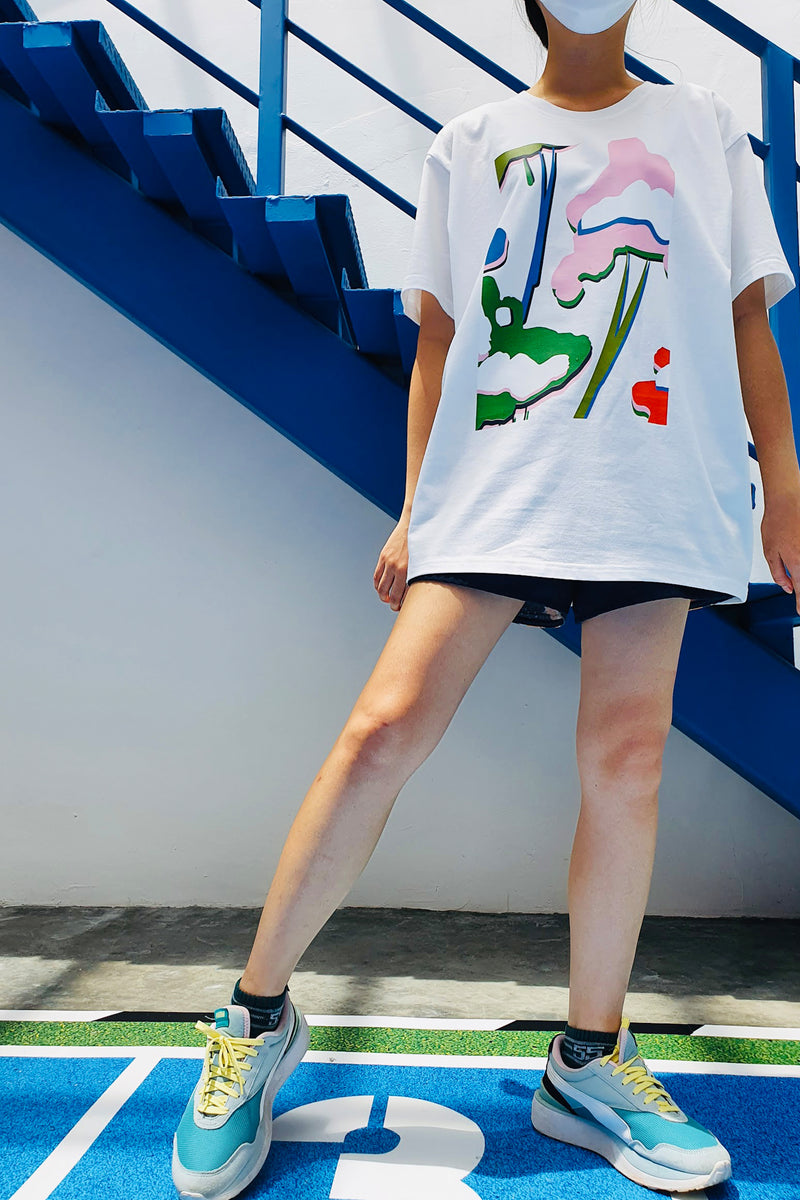 CG UNISEX TEE 03 || FUWA FUWA IN WHITE - PINK