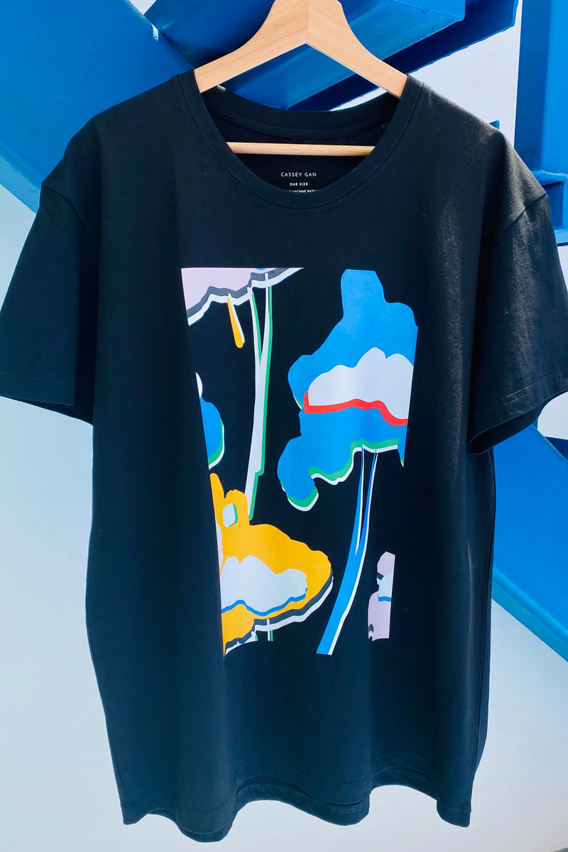 CG UNISEX TEE 01 || FUWA FUWA IN BLACK - BLUE