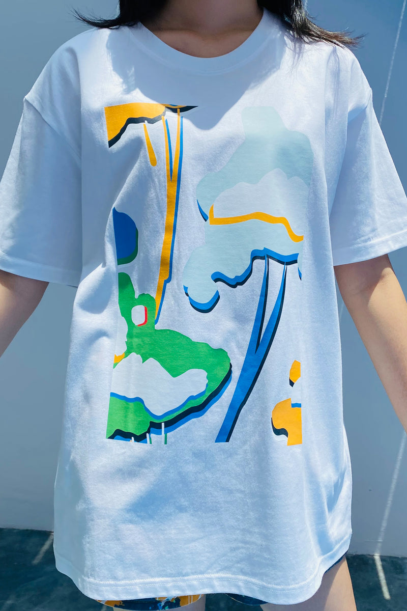 CG UNISEX TEE 02 || FUWA FUWA IN WHITE - MINT