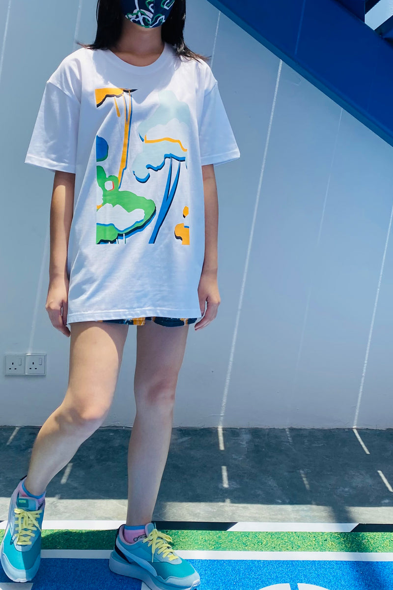 CG UNISEX TEE 02 || FUWA FUWA IN WHITE - MINT