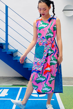 LUNAR 2022 DD02C  || FUWA FUWA MIDI DRESS IN PINK