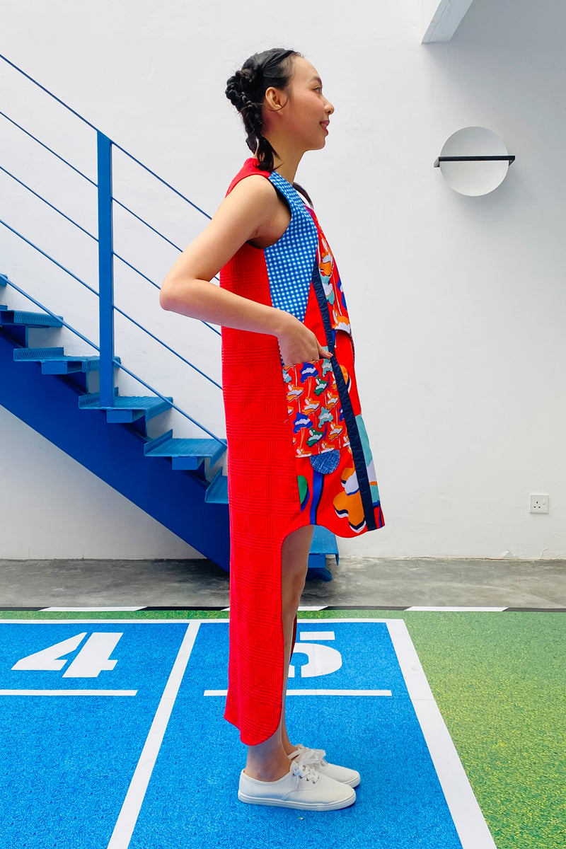 LUNAR 2022 DD03 || FUWA FUWA ASYMMETRICAL DRESS IN RED