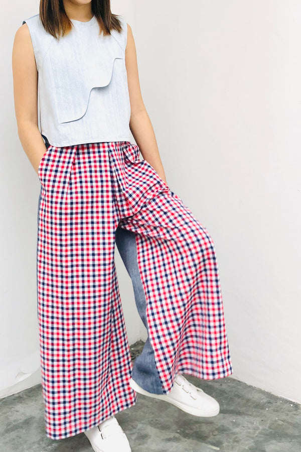 LUNAR 2023 LP01  || CHECKS PALAZZO TROUSERS