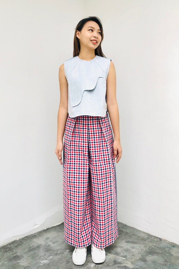 LUNAR 2023 LP01  || CHECKS PALAZZO TROUSERS