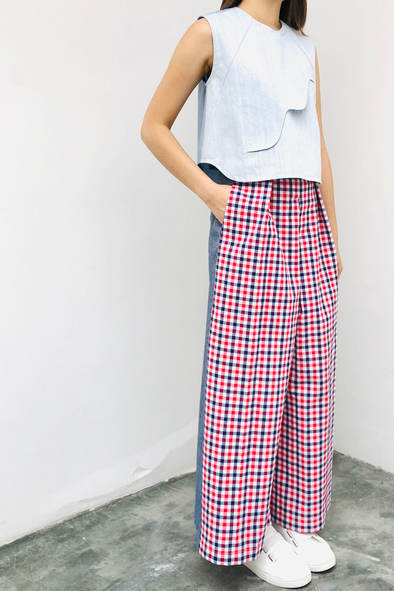 LUNAR 2023 LP01  || CHECKS PALAZZO TROUSERS