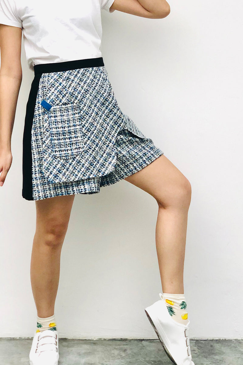 S16 SP01B || TENNIS SHORTS IN BLUE/BEIGE