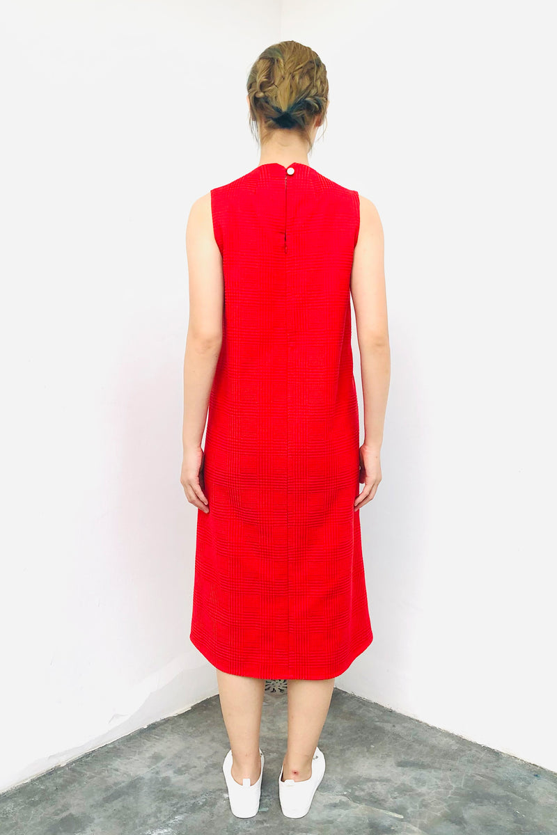 S17 DD07A || RED MIDI DRESS WITH SUSPENDED HEM