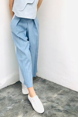 S17 LP07 || DENIM TROUSERS WITH PLEATS