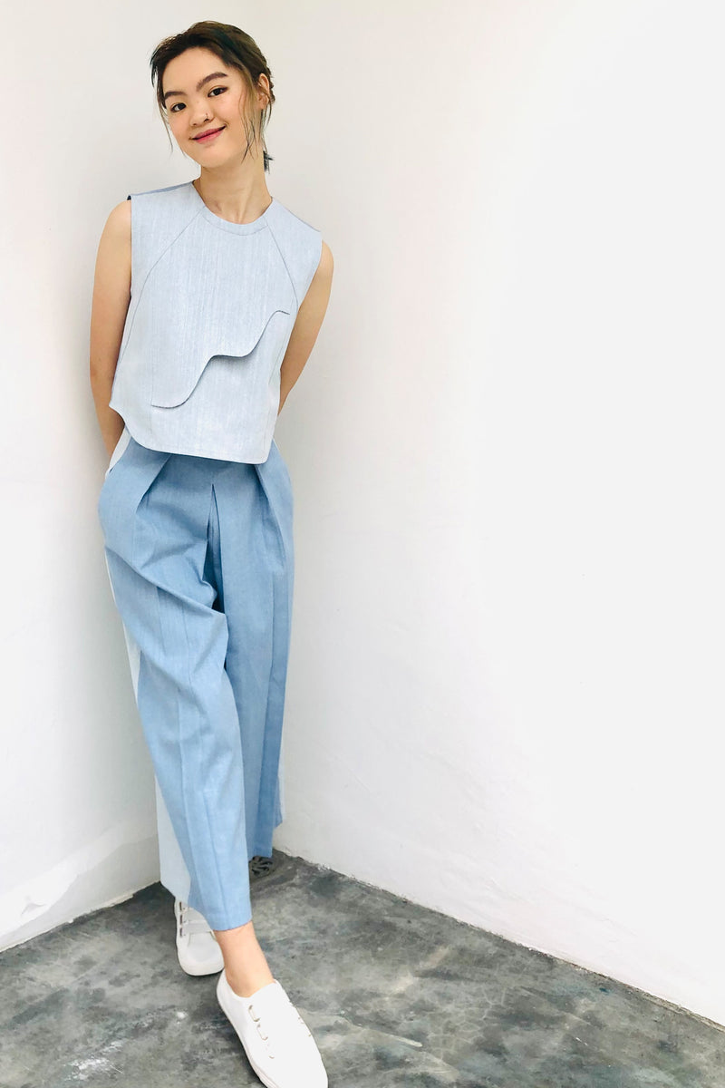 S17 LP07 || DENIM TROUSERS WITH PLEATS