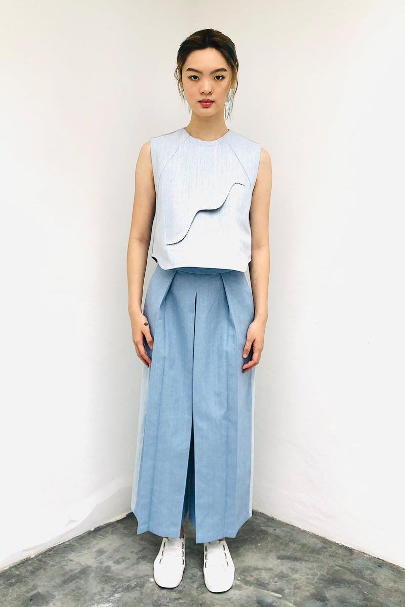 S17 LP07 || DENIM TROUSERS WITH PLEATS