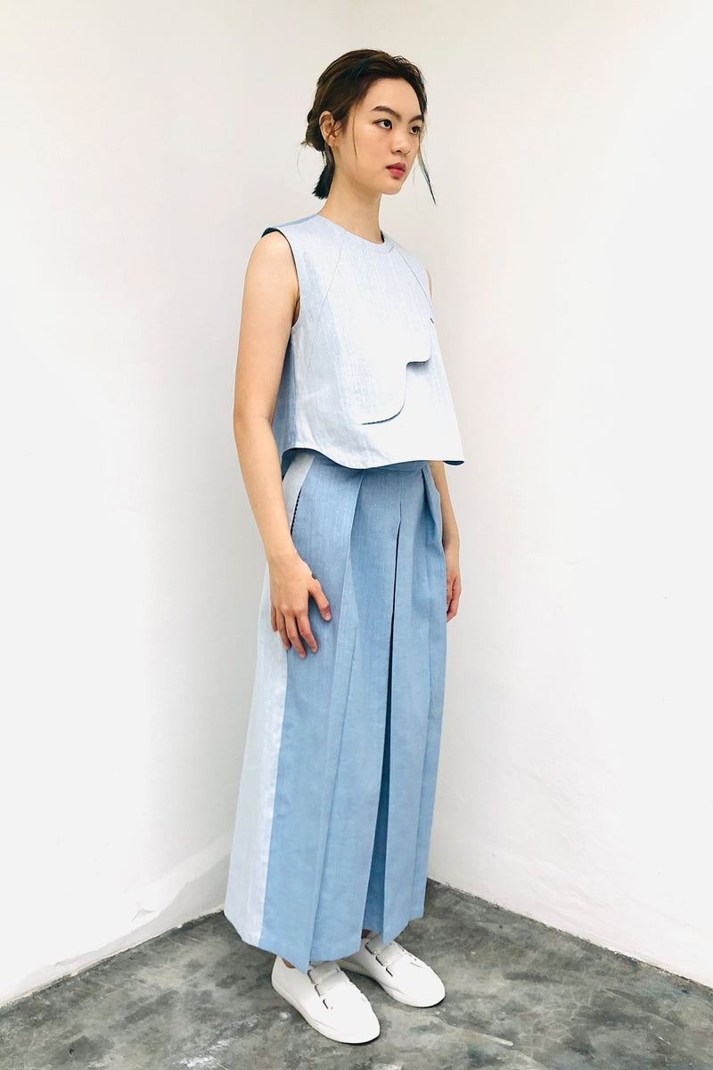 S17 LP07 || DENIM TROUSERS WITH PLEATS