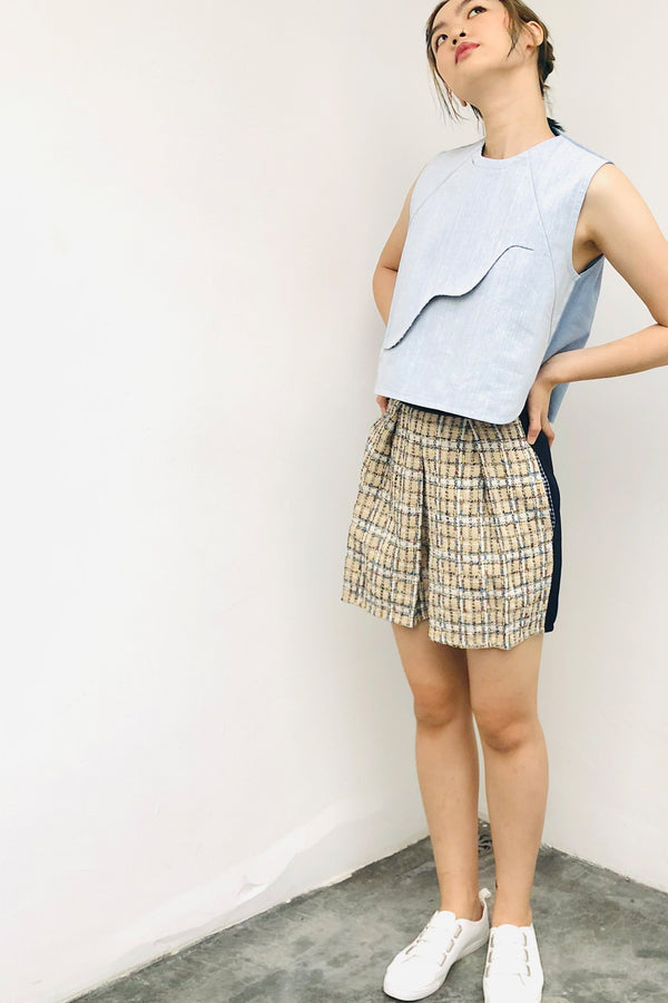 S17 SP02D || BEIGE TWEED SHORTS